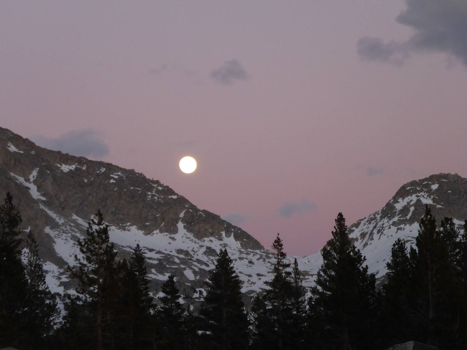 Moonrise near Bishop Pass in the Southern Sierra